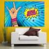 Płótno pop art z odważną grafiką i napisem "Girls Rock" w stylu inspirowanym retro