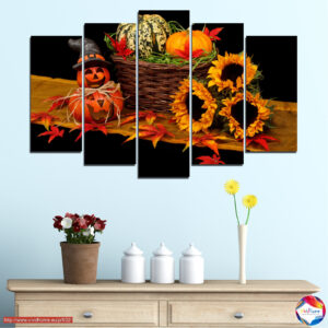 Herfst Halloween-scène 5-delige canvasdruk set