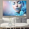 A fashion portrait with frost and shimmer details in cool winter tones