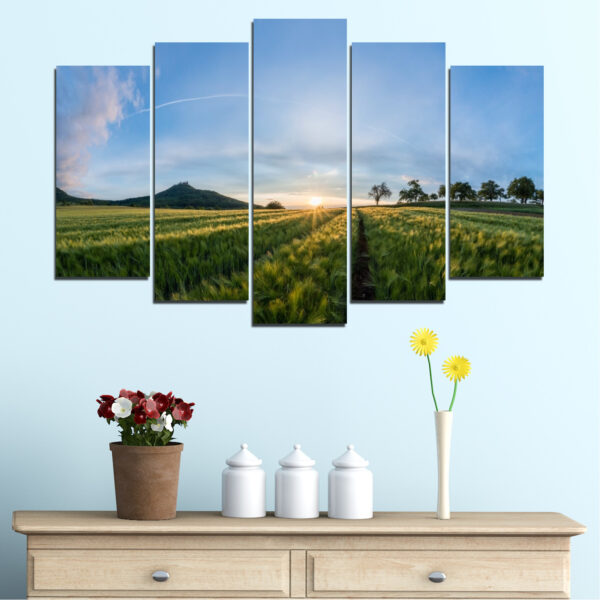 Green Fields at Sunrise 5-Piece Canvas Print