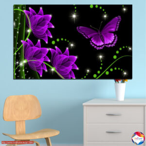 Schmetterlings- und Blumencollage Leinwanddruck
