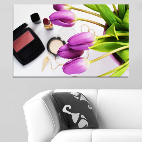 Retrato de Moda com Impressão em Tela de Tulipa