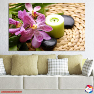 Orchidee und Kerze Leinwanddruck
