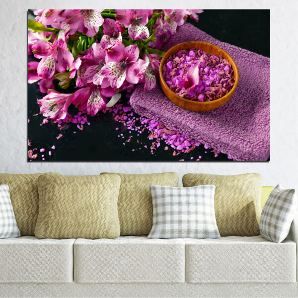 Lila gren med spa-stenar canvas-tryck