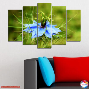 Dārza ziedi ziedošanā 5 panēļu audekla prints