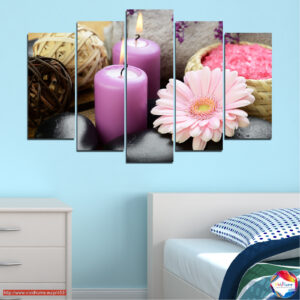 Zen Stones and Orchids Canvas Print – 5 Piece Set