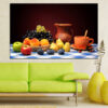 This canvas print shows an arrangement of fresh seasonal fruits in warm natural tones