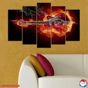 Ģitāras mūzika abstrakcija 5 paneļu audekla prints
