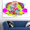 Five-panel canvas print featuring the animated character Gumball in bright blue with vibrant supporting colors