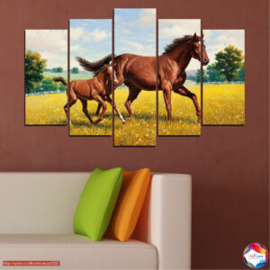 Zirga portreta piecu paneļu audekla prints