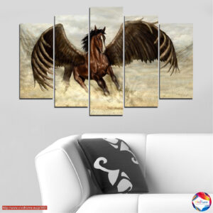 Spārnotais Zirgs 5 Daļu Audekla Prints