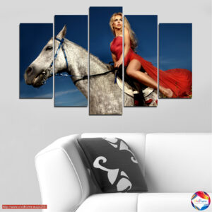 Mädchen mit Pferd 5-teiliges Leinwand-Set