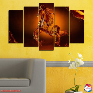 Abstrakts Zirgs Ūdenī 5 Paneļu Audekla Prints
