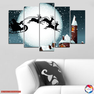 Zasněžený dům na Vánoce – pětidílný canvas