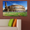 This canvas shows the Colosseum framed within a circular composition, highlighting the ancient stone arches against a blue sky