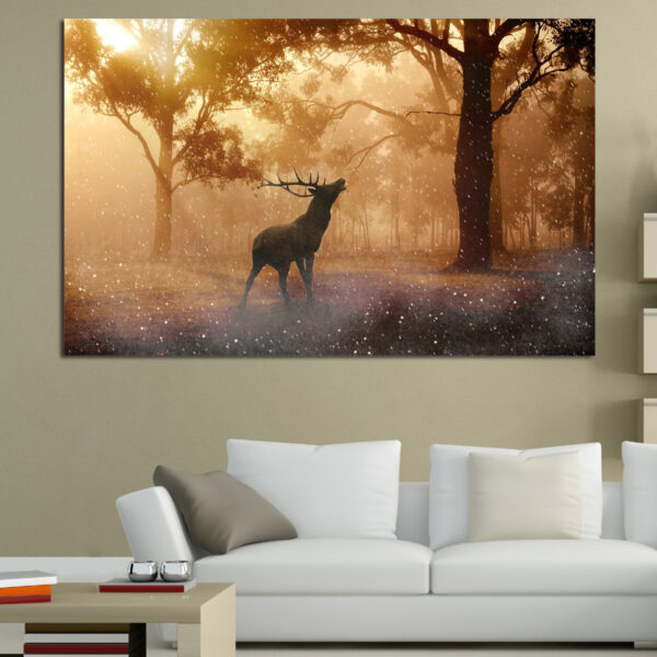 Autumn Forest with Deer Canvas Print