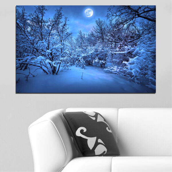 Lienzo Paisaje Invernal Iluminado por la Luna