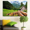 A mountain landscape with a solitary tree set against natural terrain