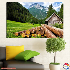 Berglandschaft mit Baum Leinwanddruck
