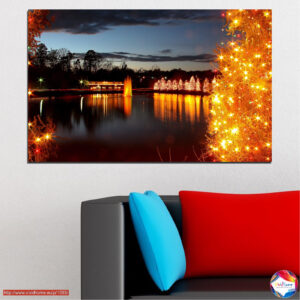 Lichter am See bei Nacht Leinwanddruck