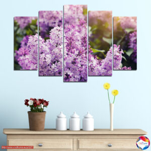 Liliju ziedu ziedošana saulē — 5 paneļu audekla prints