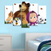 Five-panel canvas print featuring Masha and the Bear, the popular children's animated characters