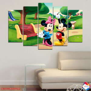Mickey a Minnie Mouse 5dílná sada plátěných tisků