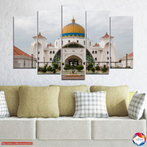 Malacca Mošeja saulrietā — 5 paneļu audekla prints
