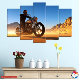 Motorkář v poušti - 5dílný canvas tisk