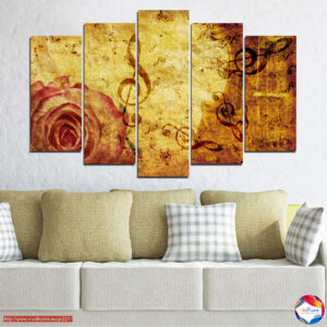 Mūzikas Roze Koļāžas 5 Paneļu Audekla Prints