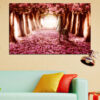 A canvas print showing wildflowers blooming in a forest setting