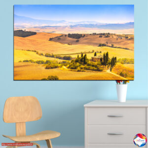 Farmhouse in Green Fields Canvas Print