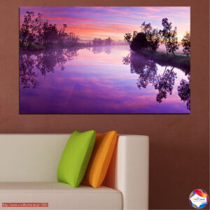 Lavendelfeld und Wasser Landschaft Leinwanddruck