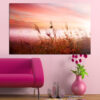 A summer sunset sky fills the canvas with warm golden and amber tones
