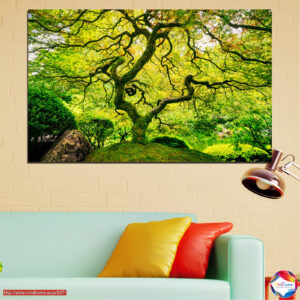 Δέντρο της Ζωής Canvas Print – Δασικό Φύλλωμα σε Πράσινο & Χρυσό