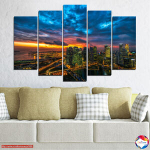 Chicago Skyline öö 5-paneeliga Canvas Print