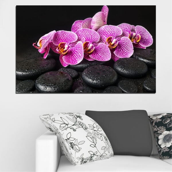 Toile Orchidée et Pierres de Spa