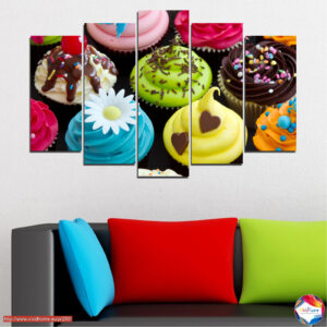 Bunte Gebäcke & Desserts 5-teiliger Leinwanddruck