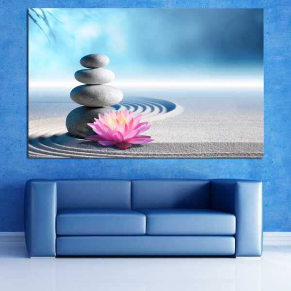 Spa akmeņi un orhideja - audekla prints