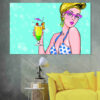 Un cartoon pop art de estilo retro renderizado en colores brillantes y saturados