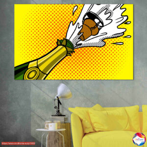 Cuadro Pop Art Botella de Champagne 5 Paneles