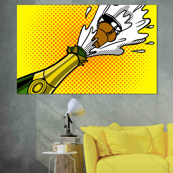 Toile Pop Art Bouteille de Champagne