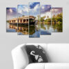 This five-piece canvas print shows a river cruise scene from Palma de Mallorca