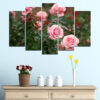 A rose bloom with thorns spread across five connected panels