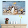This canvas print shows abstract organic shapes that echo marine life forms