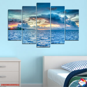Horizon 5-daļu kanvas prints – jūras ainava panorāma
