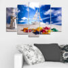 A five-panel canvas set depicting nautical elements arranged in a horizontal split composition