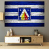 This canvas shows a Levski Sofia football scene with the club's signature blue and white colors