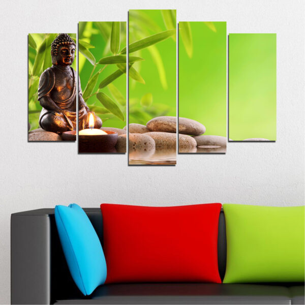 Zen Stones and Buddha Five-Panel Canvas Print