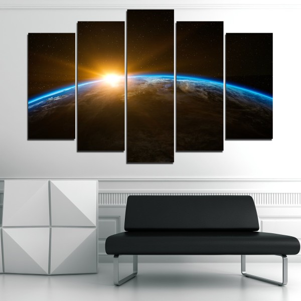 Five-Panel Cosmic Sunrise Canvas Print